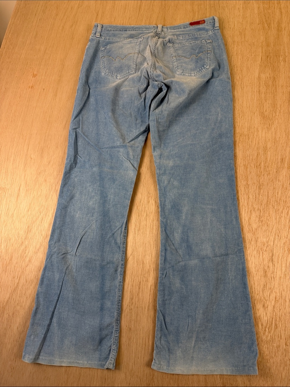 AG Adriano Goldschmied The Angel Distressed Corduroy Pants Light Blue Bootcut 31 - Picture 9 of 12